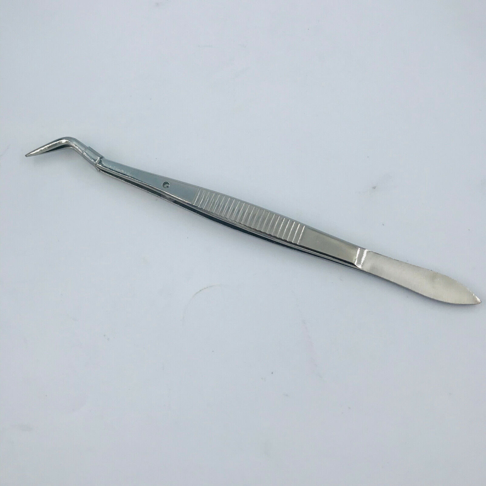 Dental Tweezer Tweezers Serrated Angled Forceps Stainless Steel Locking Plier