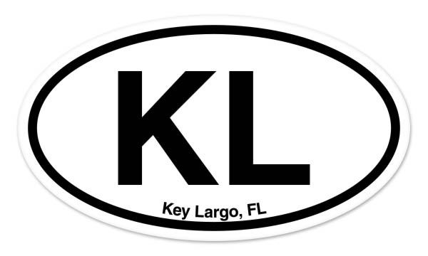 KL Key Largo FL Florida Oval car window bumper sticker decal 5" x 3"