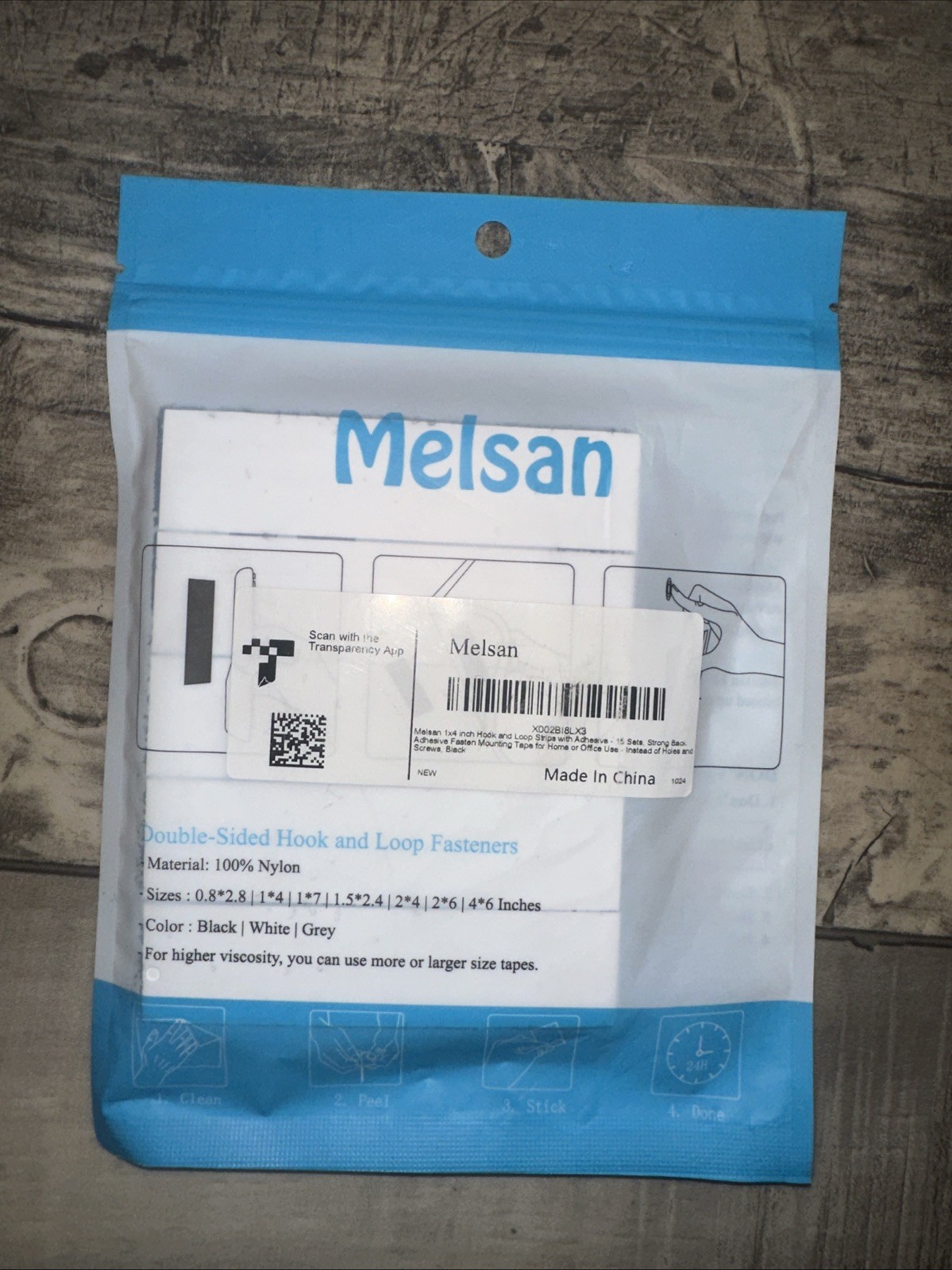 1x4 inch Hook and Loop Strips with Adhesive - 15 Sets