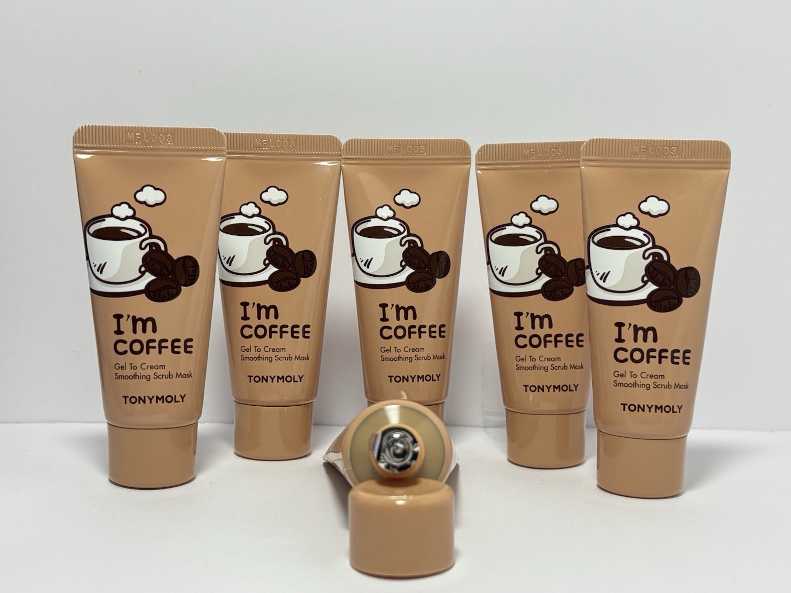 x20  Tony Moly I'm Coffee Gel to Cream Smoothing Scrub Mask 15ml NEW.