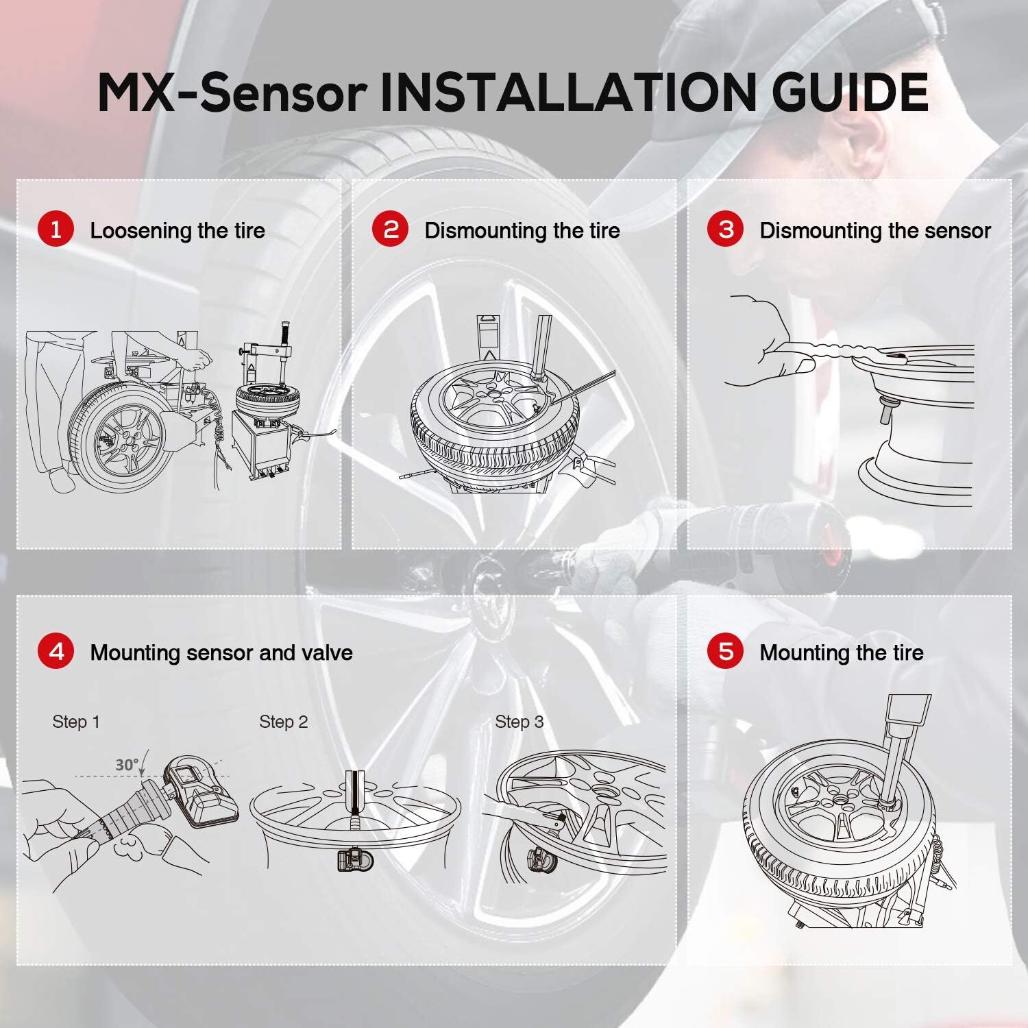 Autel MX-Sensor 315MHz & 433MHz Programmable TPMS Universal Tire Pressure Sensor