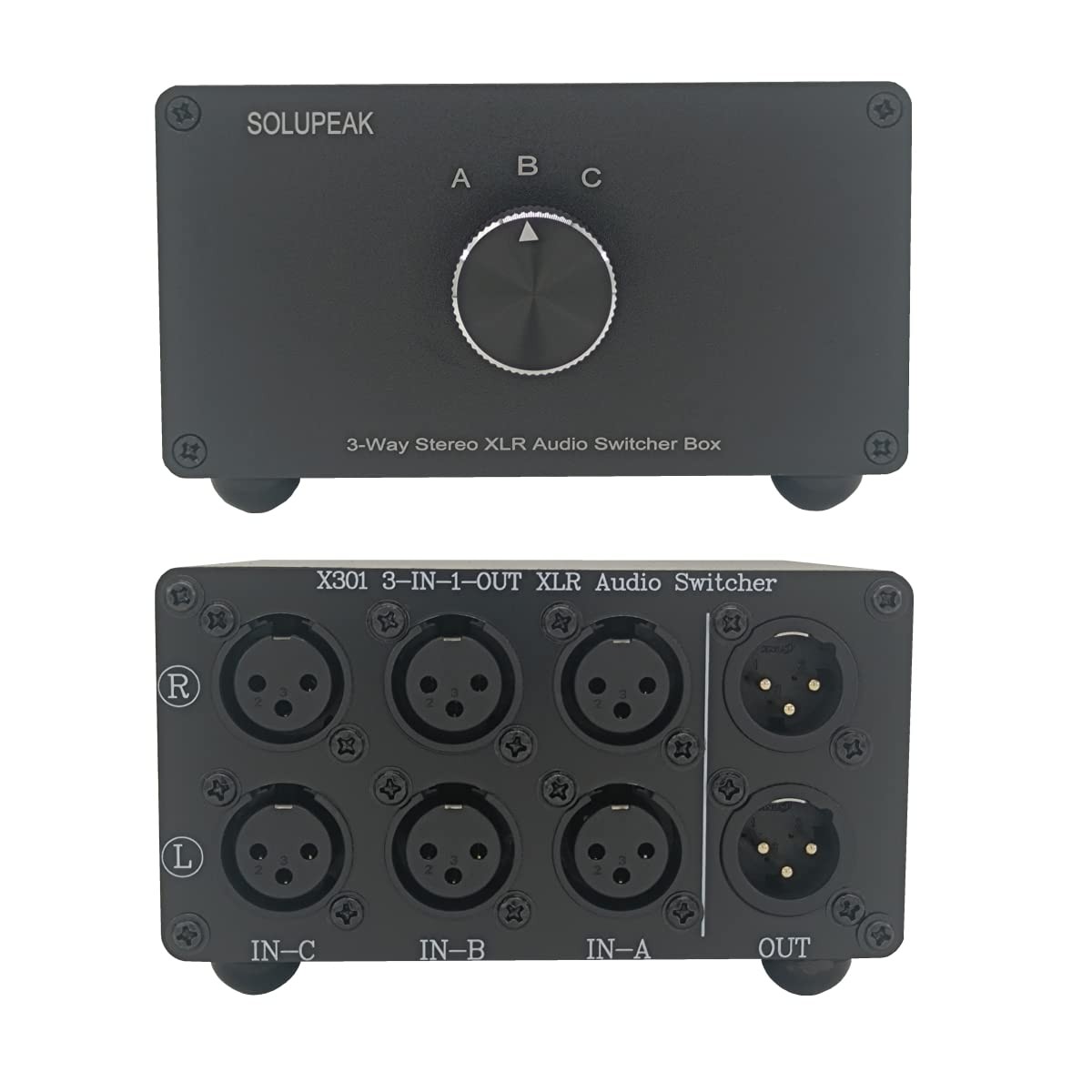 XLR Stereo Audio Switch Box: 3-Way Balanced Converter & Input Selector (X301)