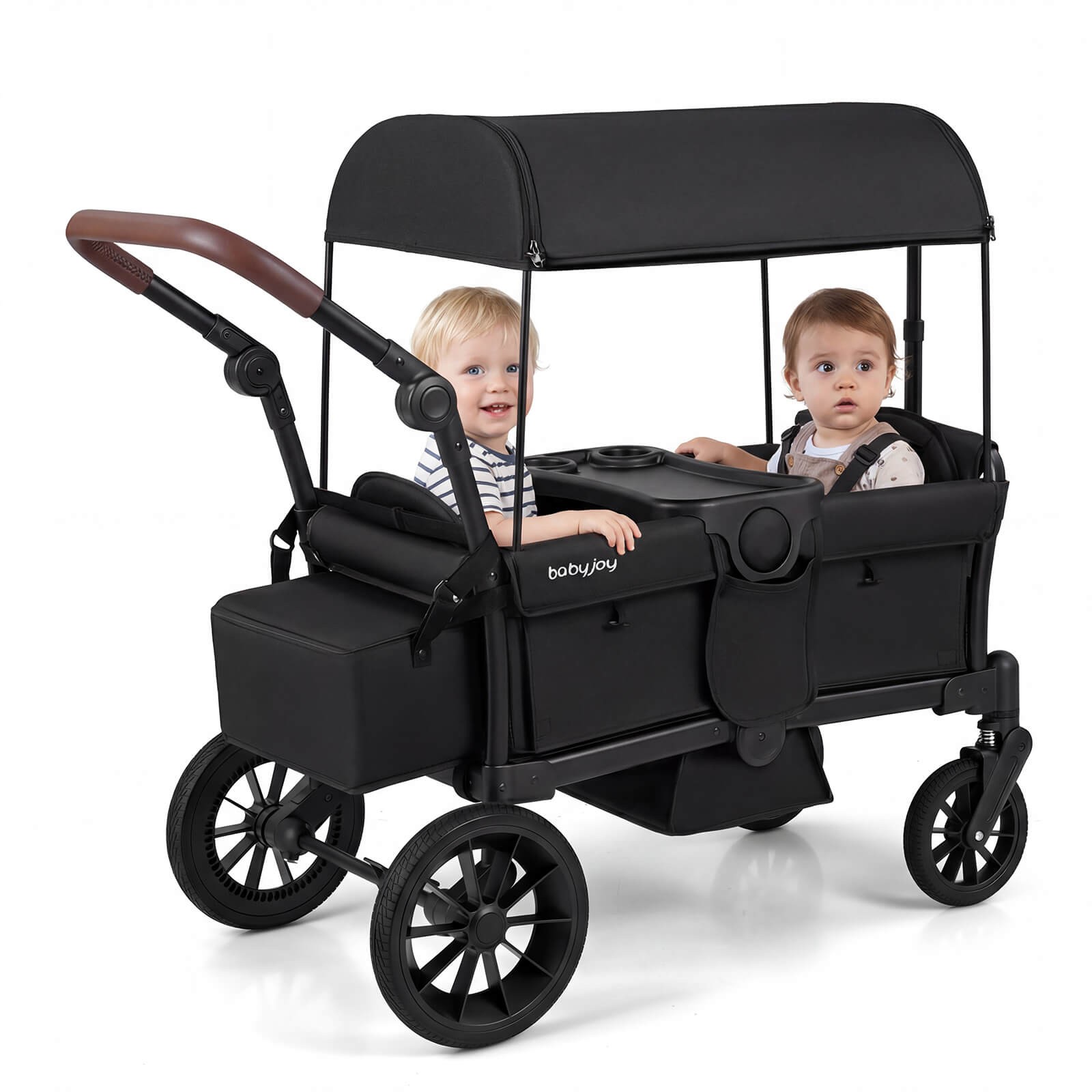 Foldable Wagon Stroller for 2 Kids, Double Seater Toddler Stroller w/ Canopy