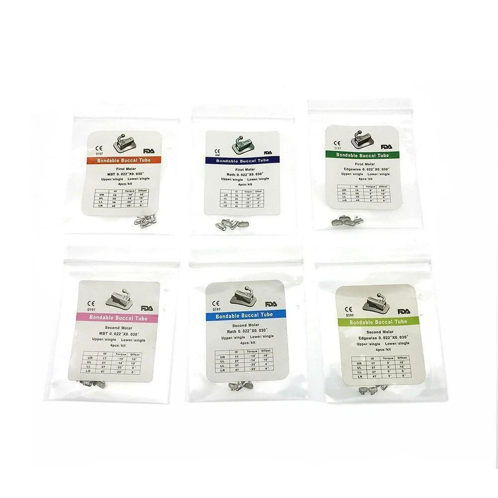 6 Types Dental Bondable Single Tube MBT/Roth/Edgewise 018 Molar Buccal Tube