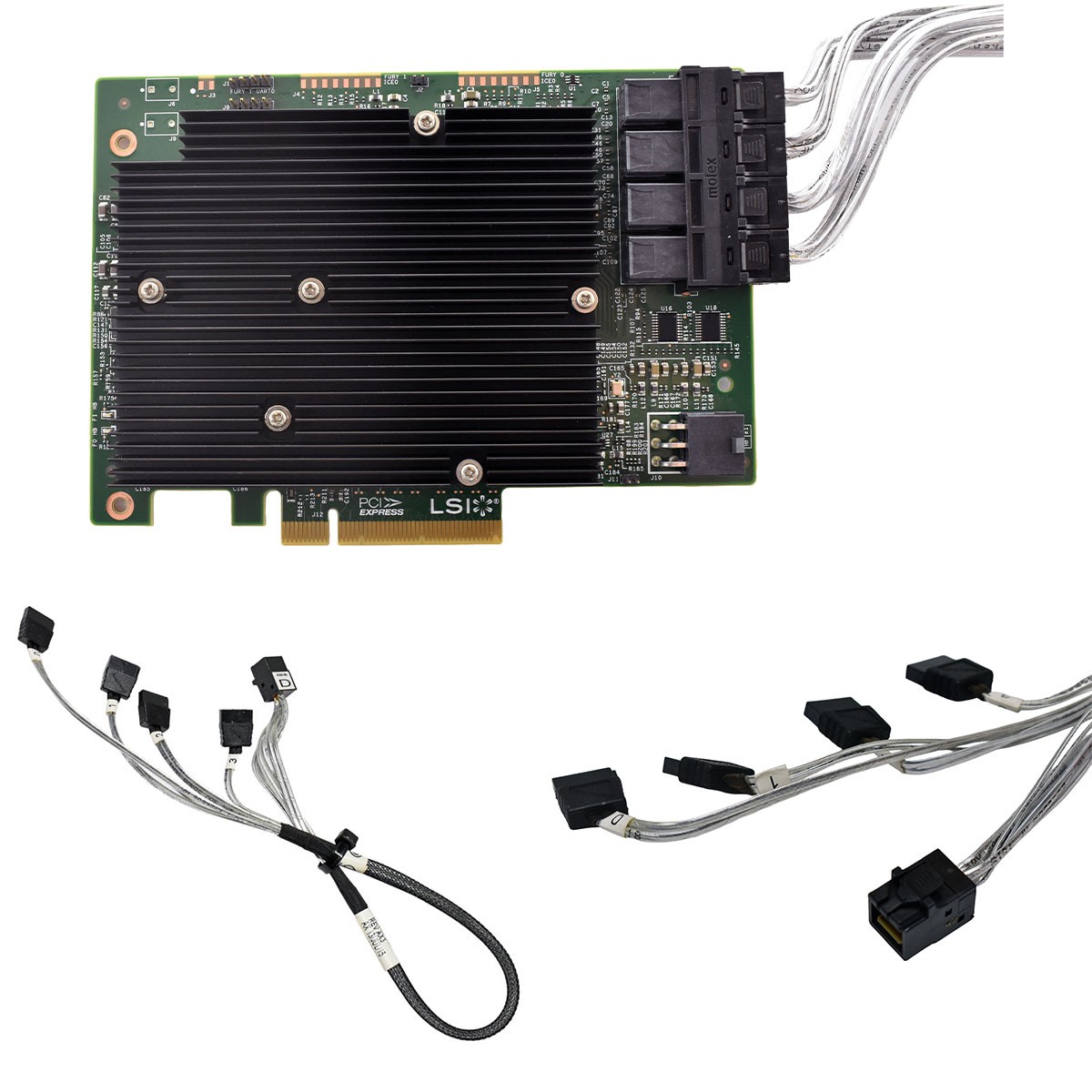 LSI SAS9300-16i 12G HBA PCIe 3.0 x8 Controller with 4x Cables No Bracket FP