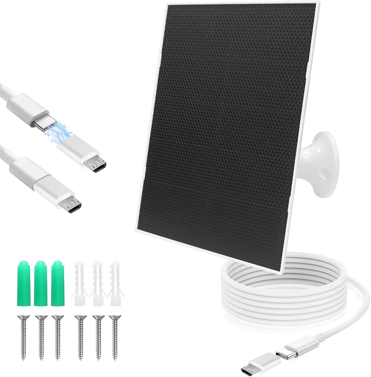 4W Solar Panel for Security Camera,Type C&Micro Charger White