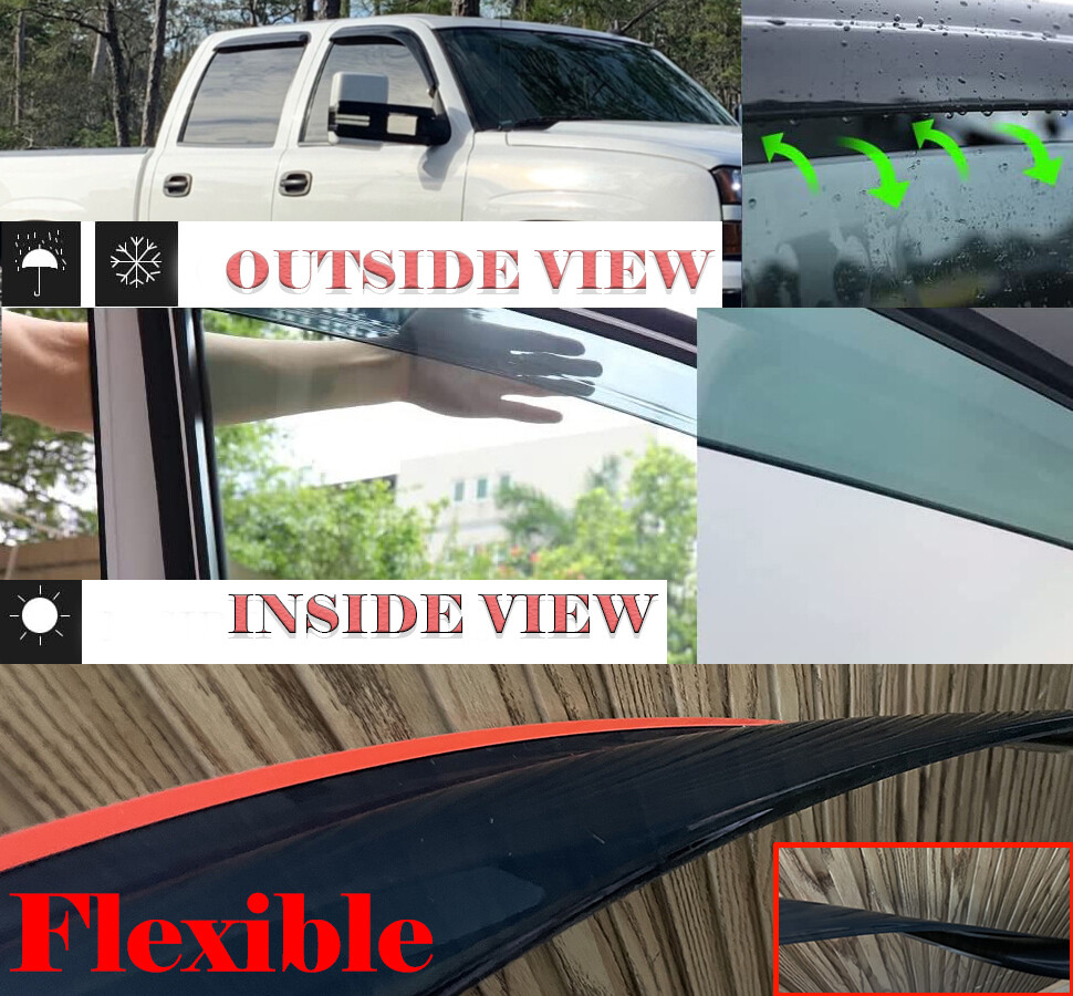 Outside Mount Window Visors Sun Shade Rain Guards for Silverado Crew Cab 2007-13