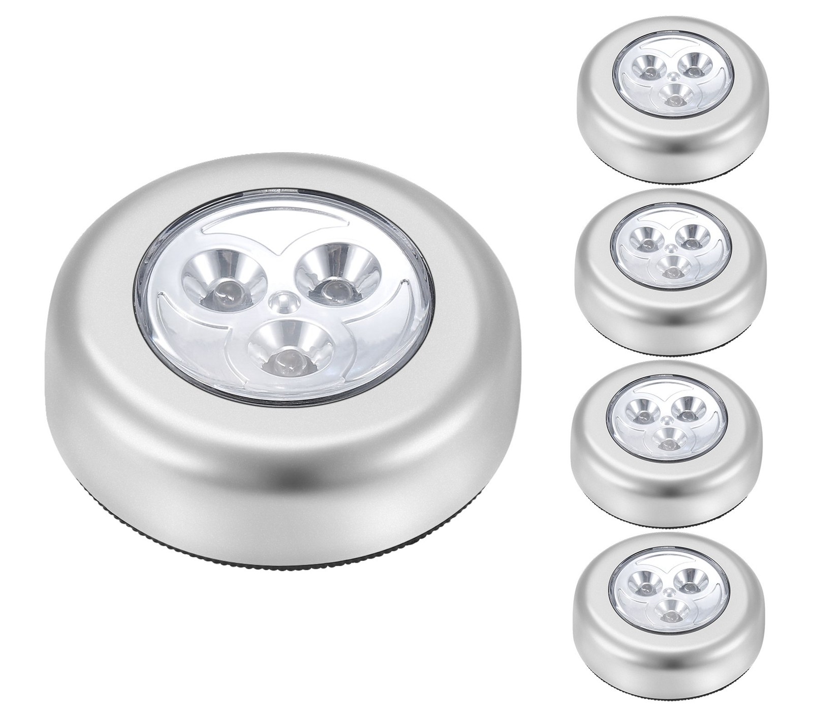 IPOW 5 Pack LED Battery-Powered Wireless Night Light Stick FULL, Silver-5 PCS
