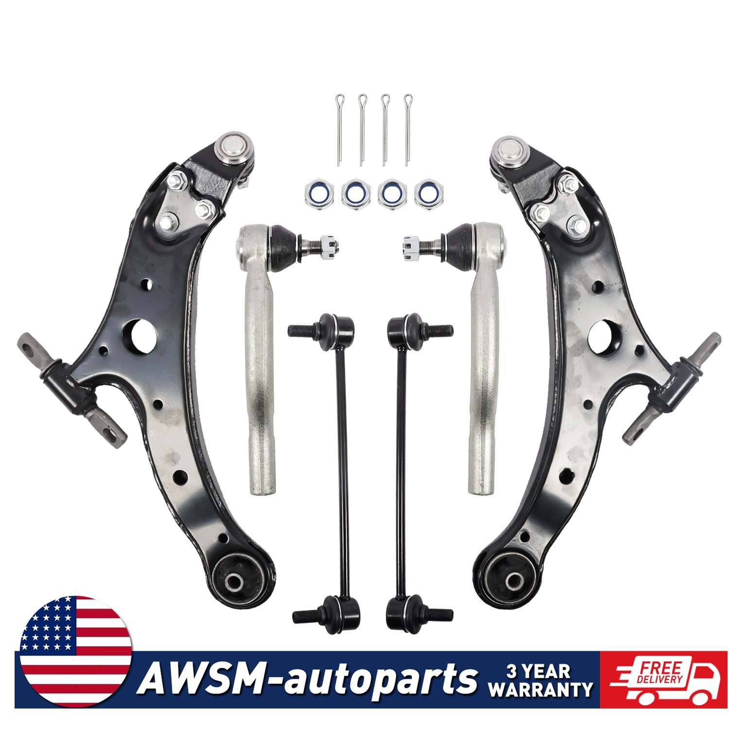 For 2013 - 2017 Toyota Avalon Camry 8pc Front Lower Control Arms Suspension Kit