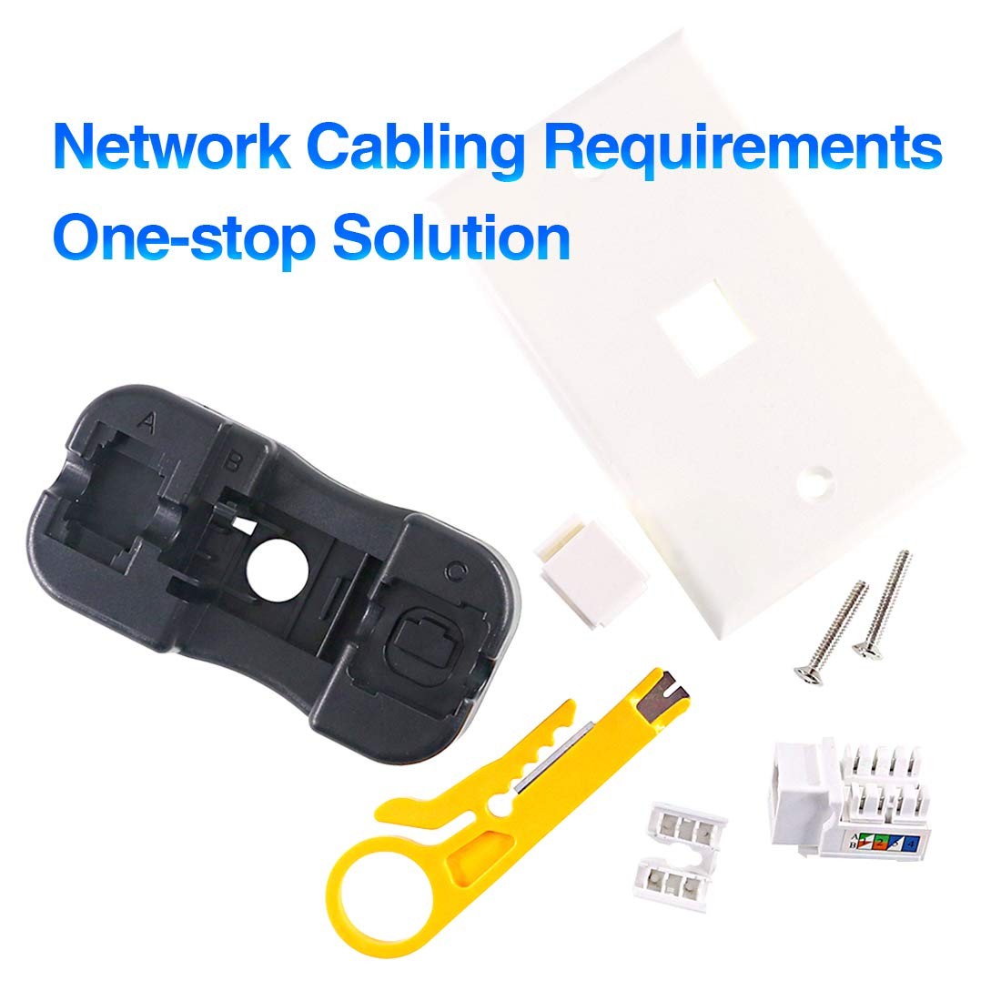 32 PCS Cat6 RJ45 Keystone Jack Set Module Connector Wall Plate Punch Stand