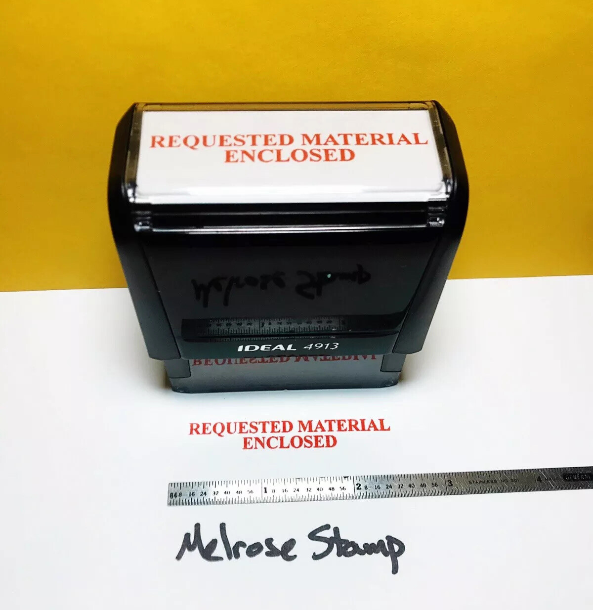Requested Material Enclosed Rubber Stamp Red Ink Ideal 4913