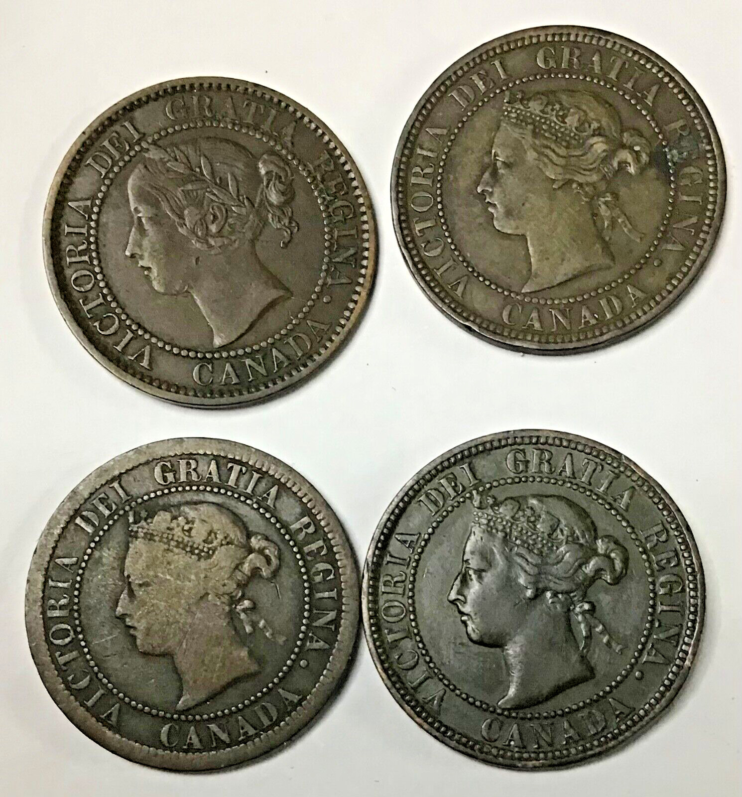 Canada Queen Victoria One Cent Coins 1859 1876H 1882H 1900 Free Post.