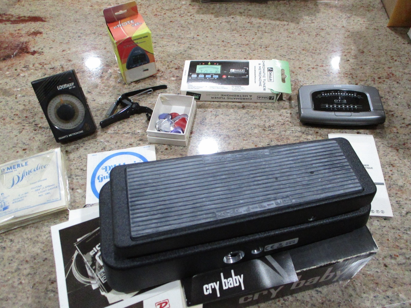 GUITAR LOT CRY BABY GCB-95--KORG DT-3--WITTNER MT-50-DELTAL LAB TUNER +
