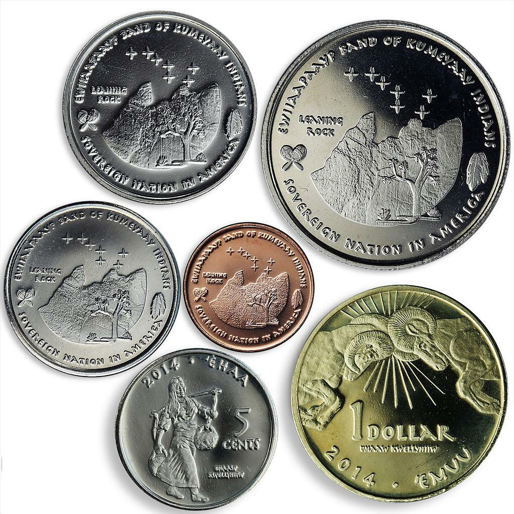 Reservation Kumeyaay, set of 6 coins Local Flora Fauna Indian 2014