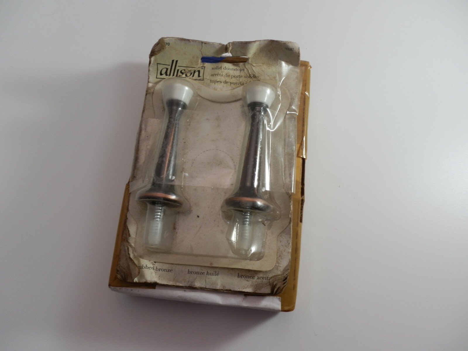 ALLISON RUBBED BRONZE SIKID DOORSTOPS 2 PACK 3 INCH Vintage excellent cond.