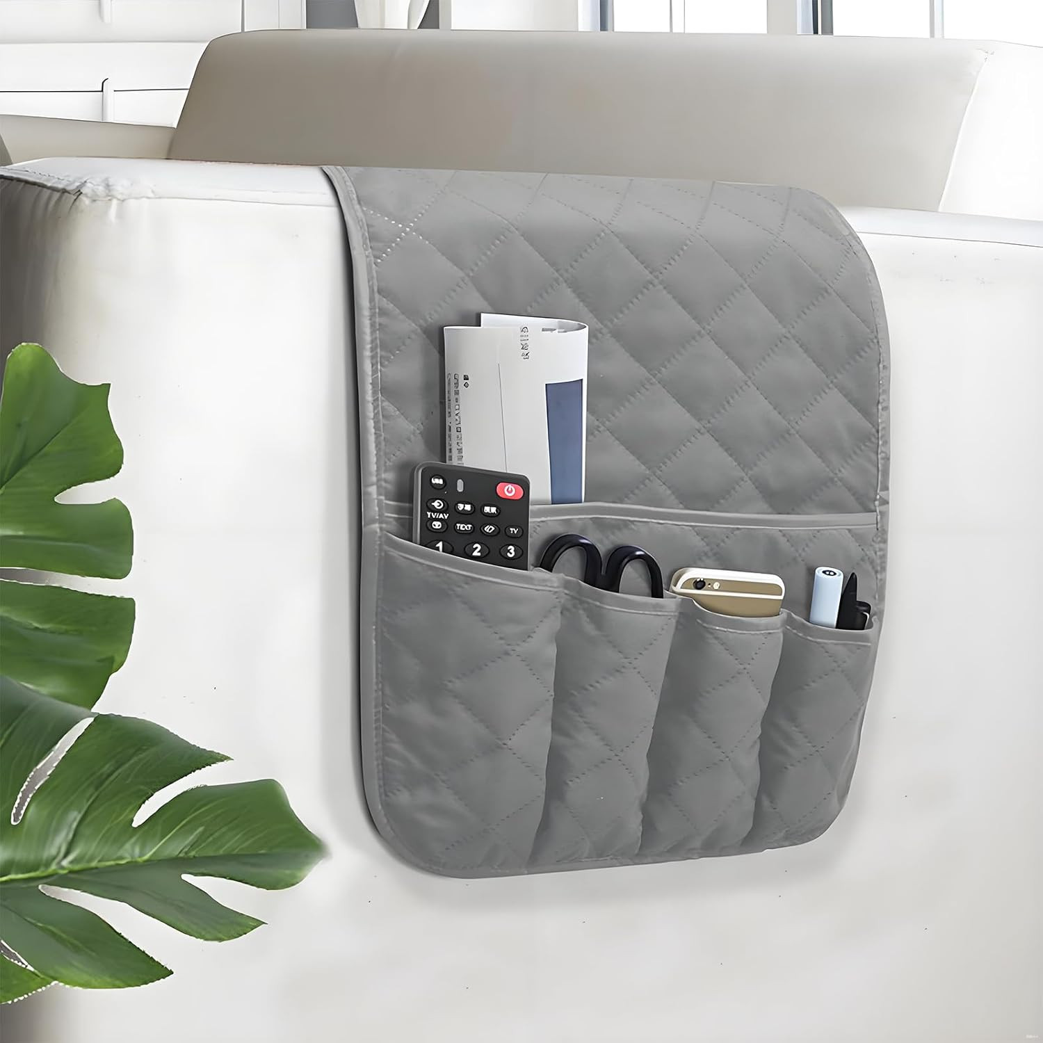 AUVCAS Sofa Armrest Organizer Non-Slip Arm Chair Bedside Caddy Storage Organizer