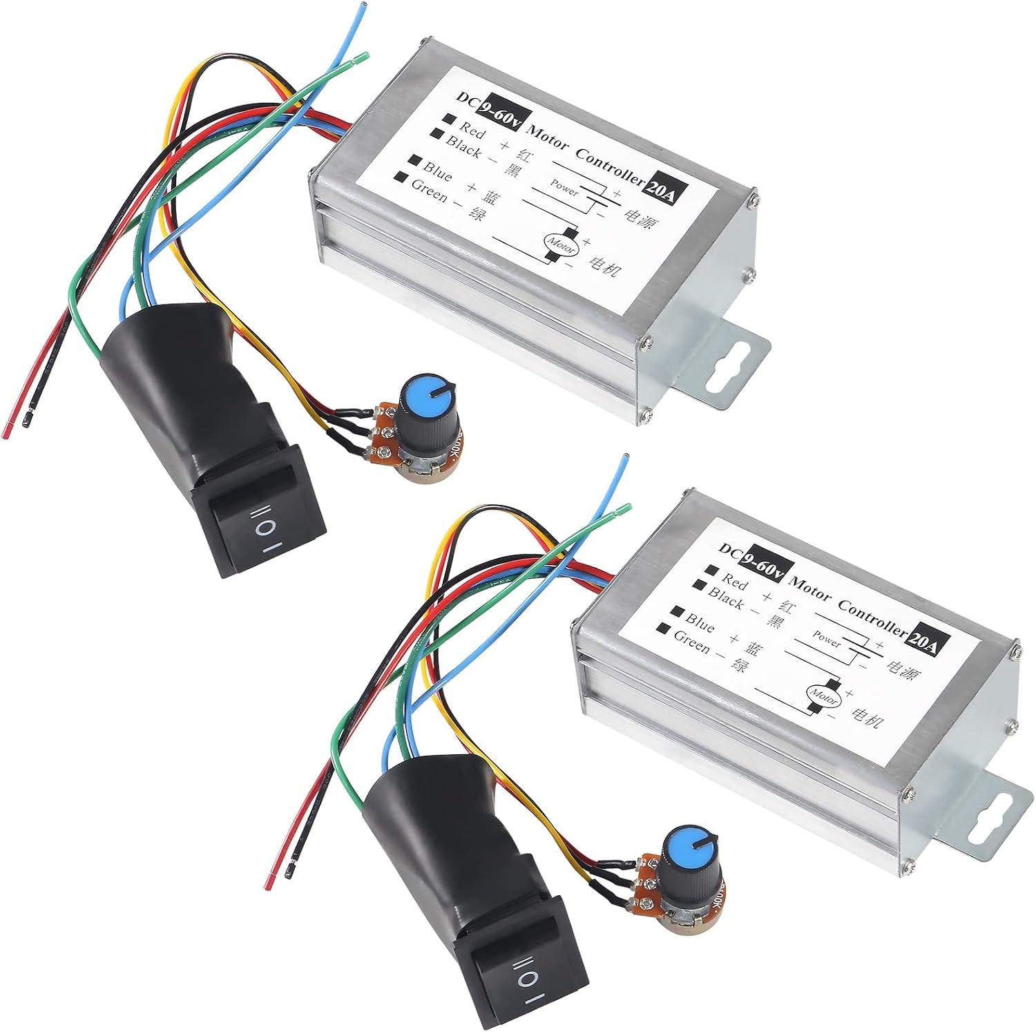 2pcs DC Motor Speed Controller Brush Motor Driver Controls Module DC 9V-60V 12V