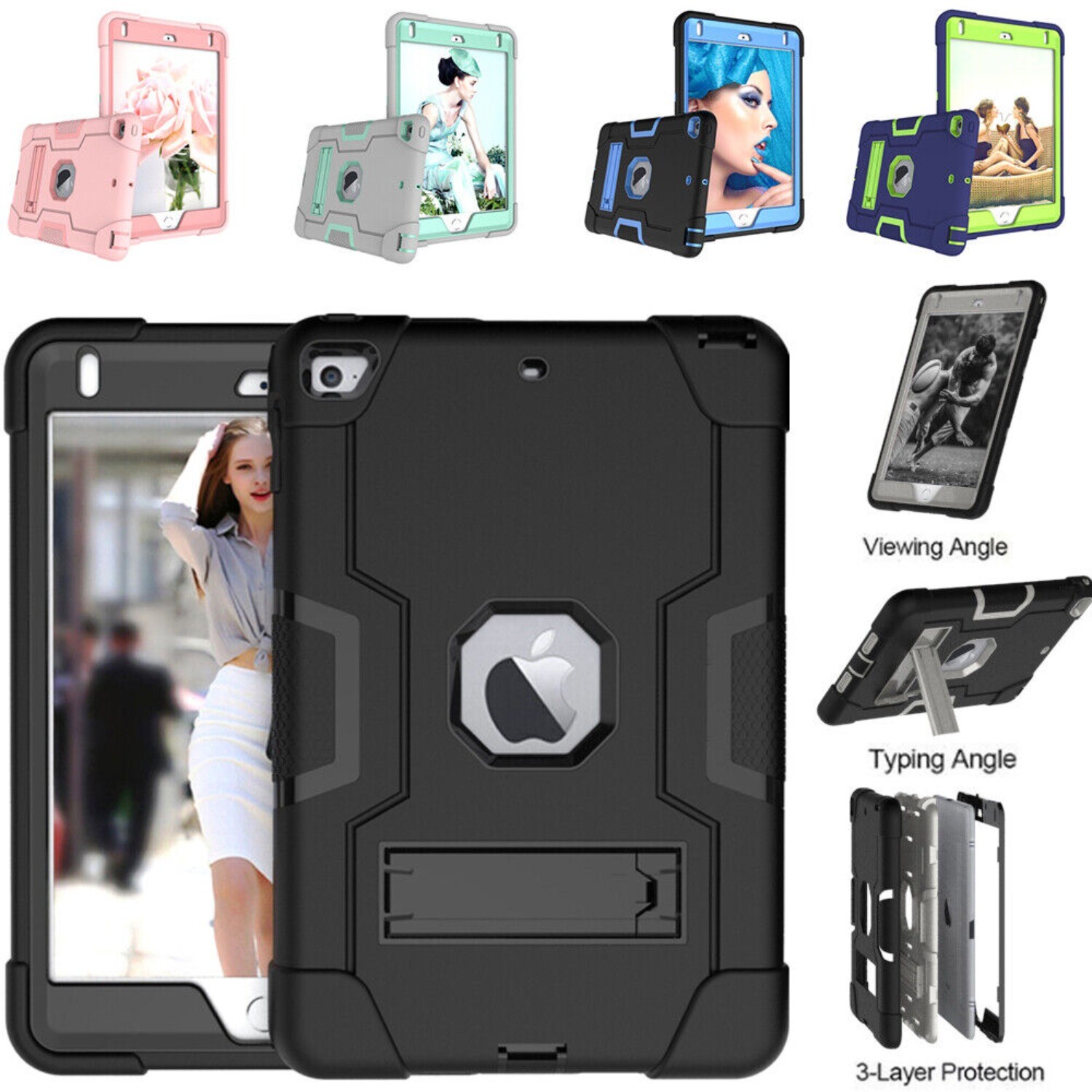 For iPad Mini 1st 2nd 3rd 4th 5th 6th 7th Generation Shockproof Stand Case Cover