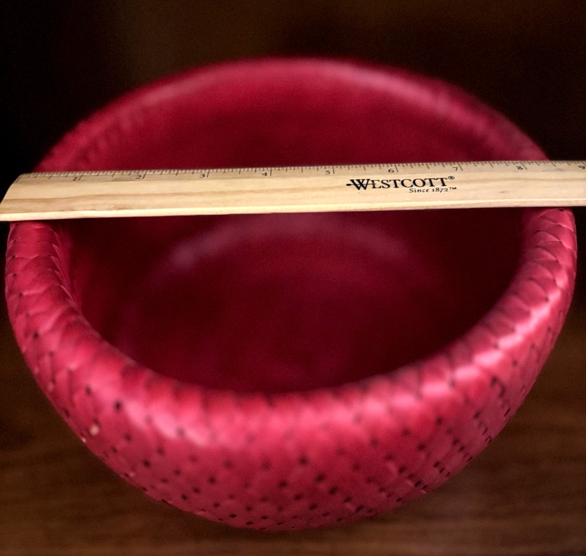 NEW Set of Three Crate & Barrel Woven Bambu Nesting Baskets Decor Crimson Red