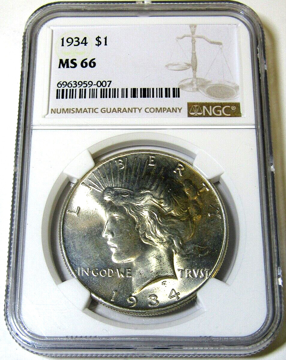 1934 P Peace Silver Dollar NGC MS 66