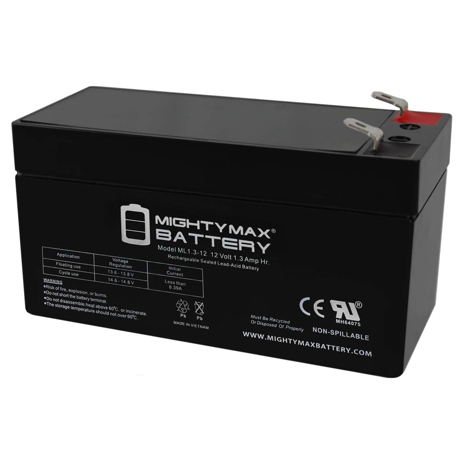 Mighty Max 12V 1.3Ah Replacement Battery for B&B BP1.2-12