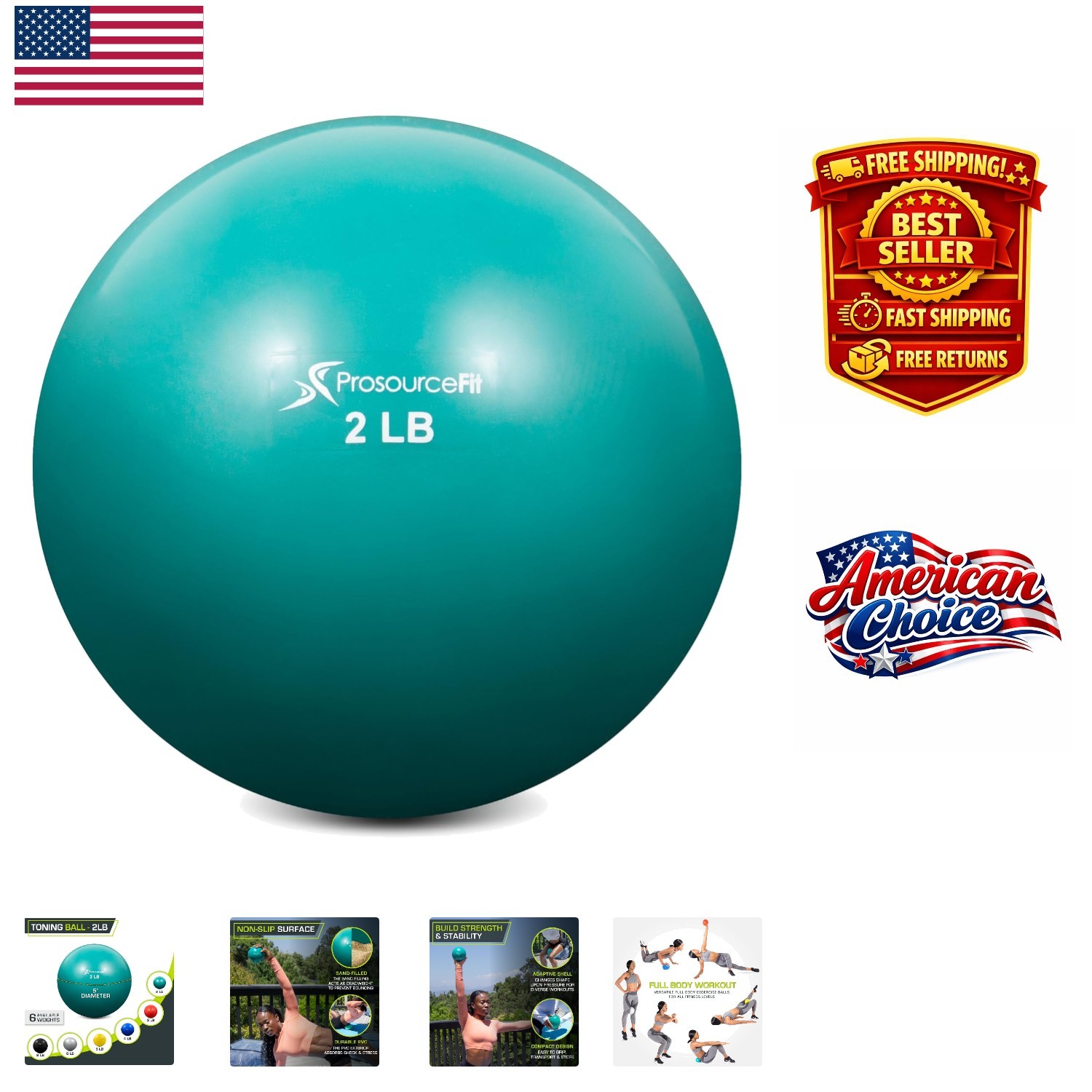 Portable Weighted Toning Balls 2 lb to 8 lb - Perfect for Yoga, Fitness & Rehab