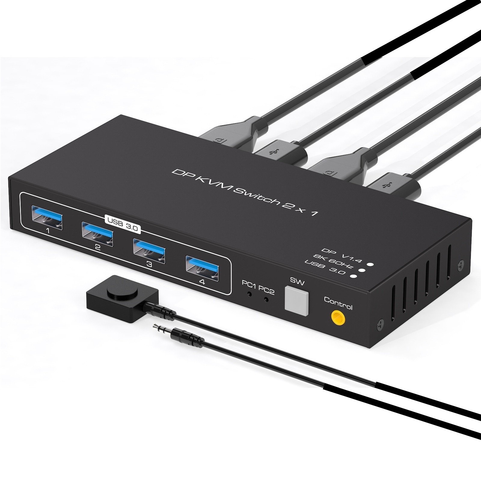 2x1 DP KVM USB Switch Dual Port Display Port KVM Switcher Durable Replacement