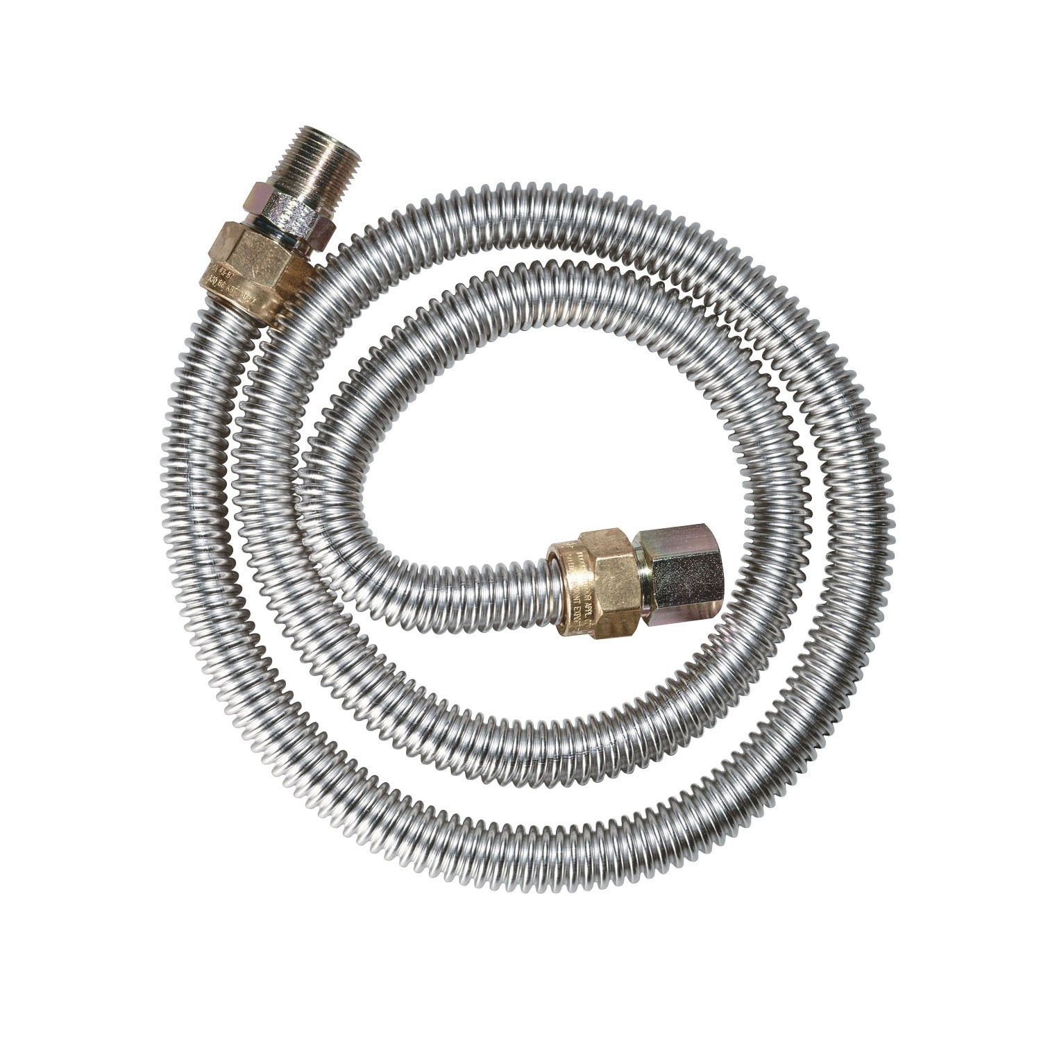 24 Inch Stainless Steel Gas Appliance Connector 1/2 Inch OD 1/2 MIP x 1/2 FIP