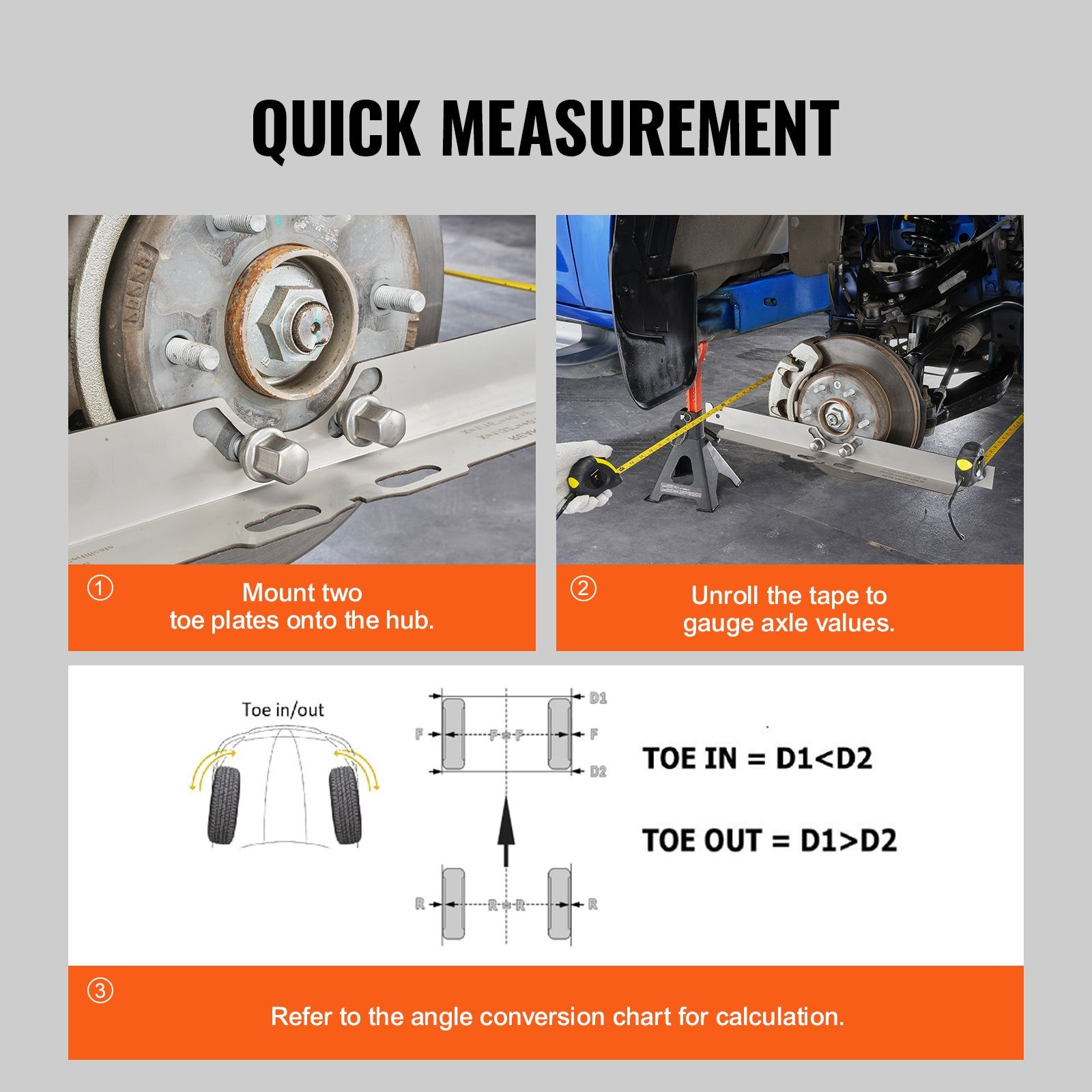 Stainless Wheel Alignment Toe Plates 2-Pack w/ 2 Tapes