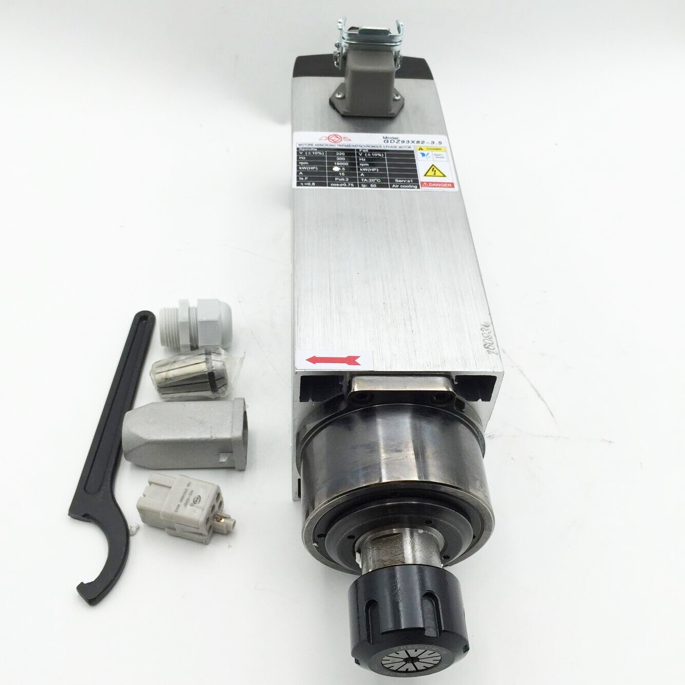 3.5KW 220V Square Air Cooled Spindle Motor ER25 18000rpm For CNC Milling Wood