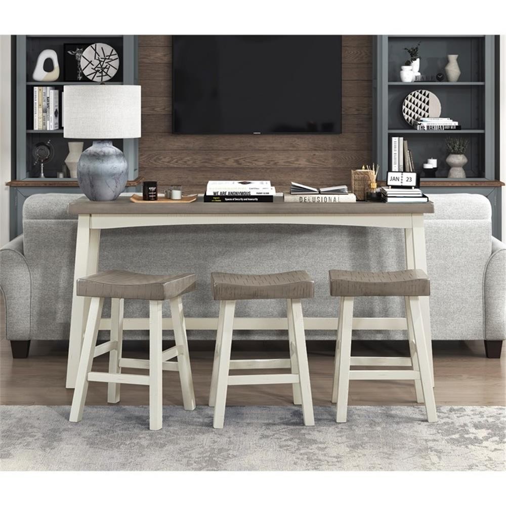 Lexicon Caspian 4-Pcs Pack Wood Counter Height Set in 2-Tone (White and Coffee)