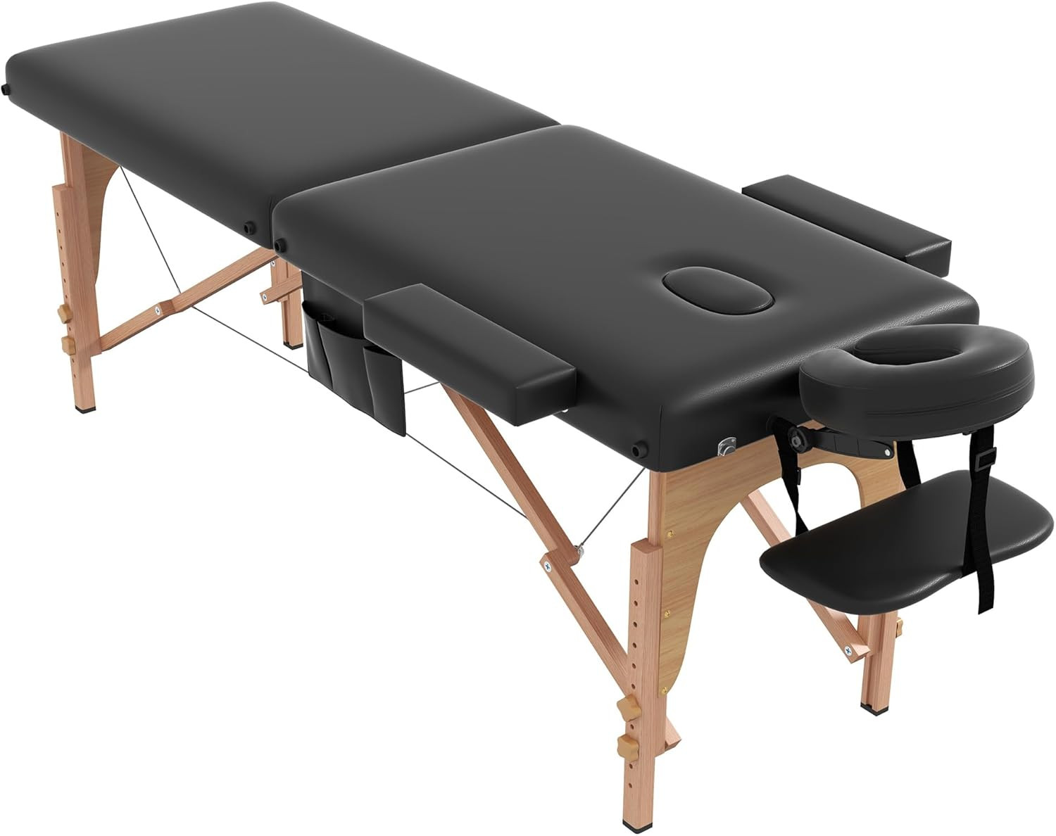 Portable Massage Table, Lightweight Wood Frame with Carry Handle, Black | Includ