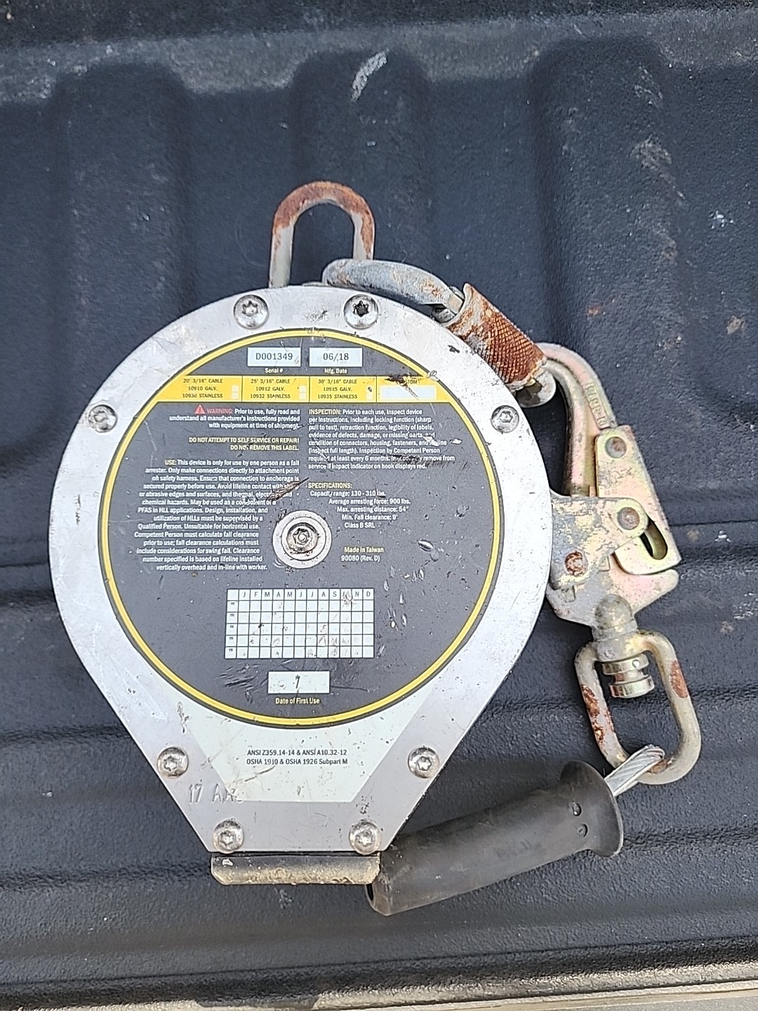 Guardian Halo Fall Protection 10915 - 30 Feet - 3/16" Self Retracting Lifeline