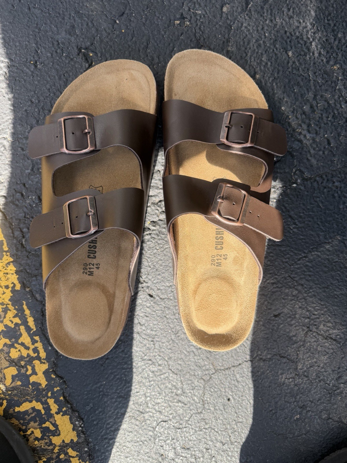Cushionaire 290 Men's Cork Footbed Sandals Brown Nappa Slides Leather Insole 12