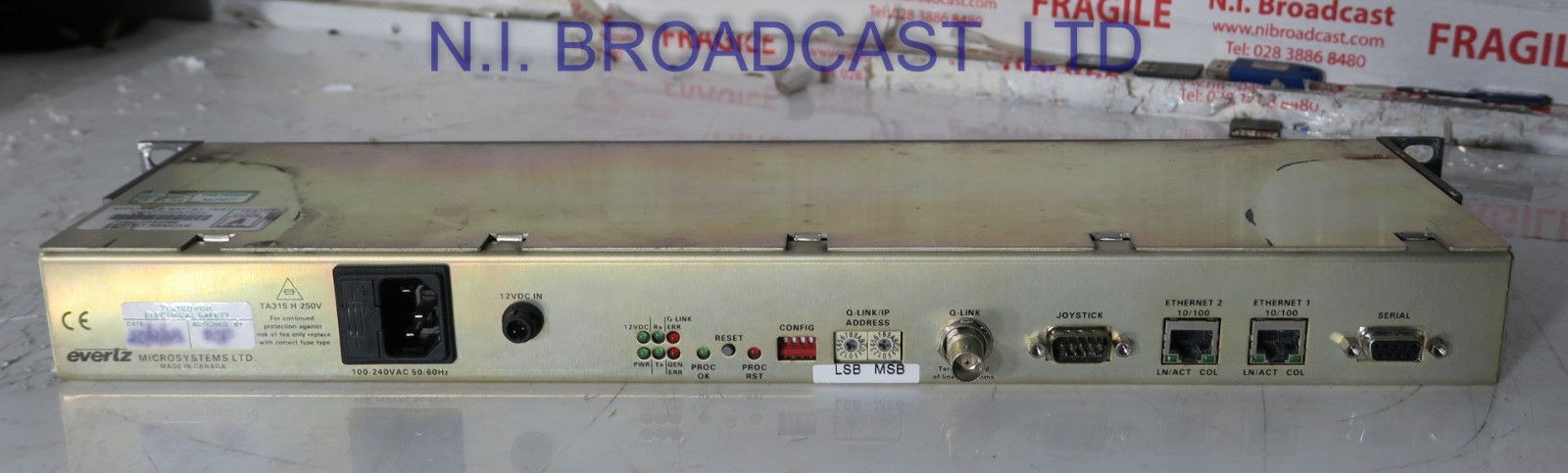 Evertz cp1000e ethernet router control matrix panel