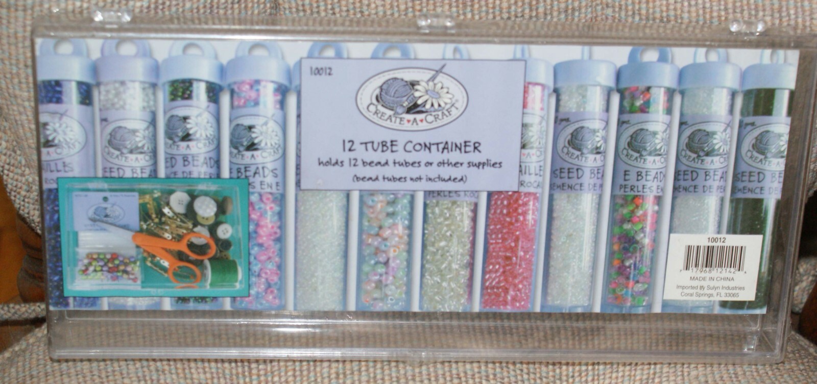 12 Tube Clear Storage Container  Box Organizer for Beads Crafts Fast Shipping