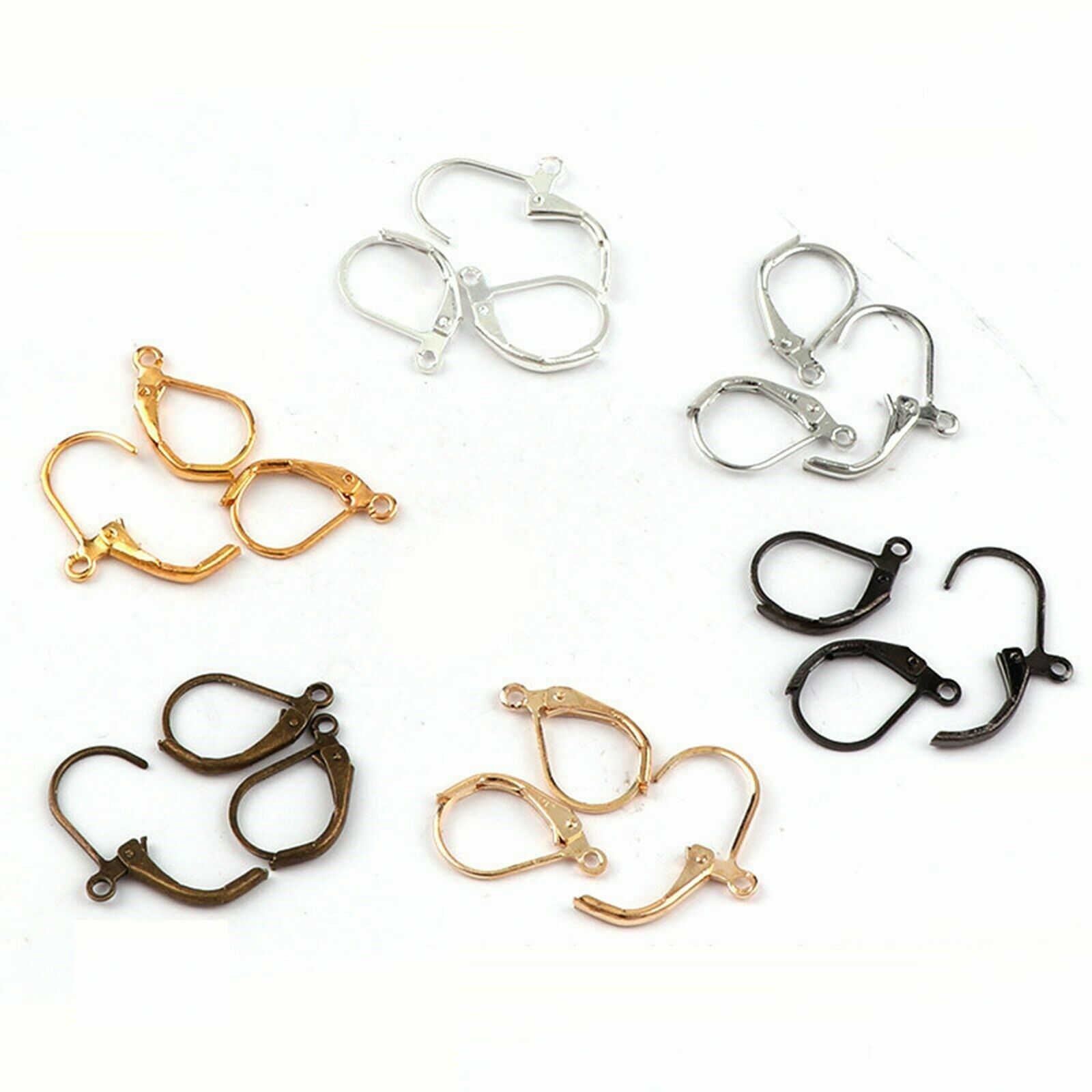 100pcs French Lever Back Earwire Ear Wire Earring Hook with Hoop 10X15mm Making