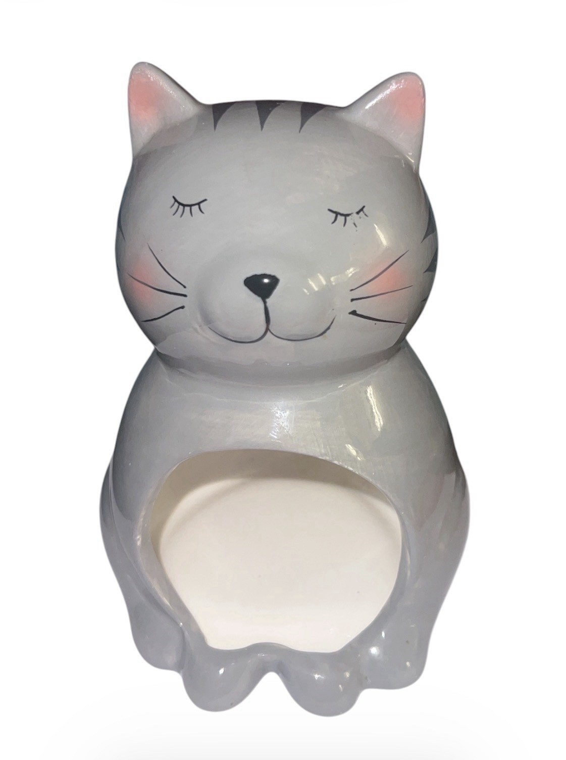 Hazel & Co Grey Ceramic Kitty Cat Sponge Holder Kitchen Sink Organizer Cute