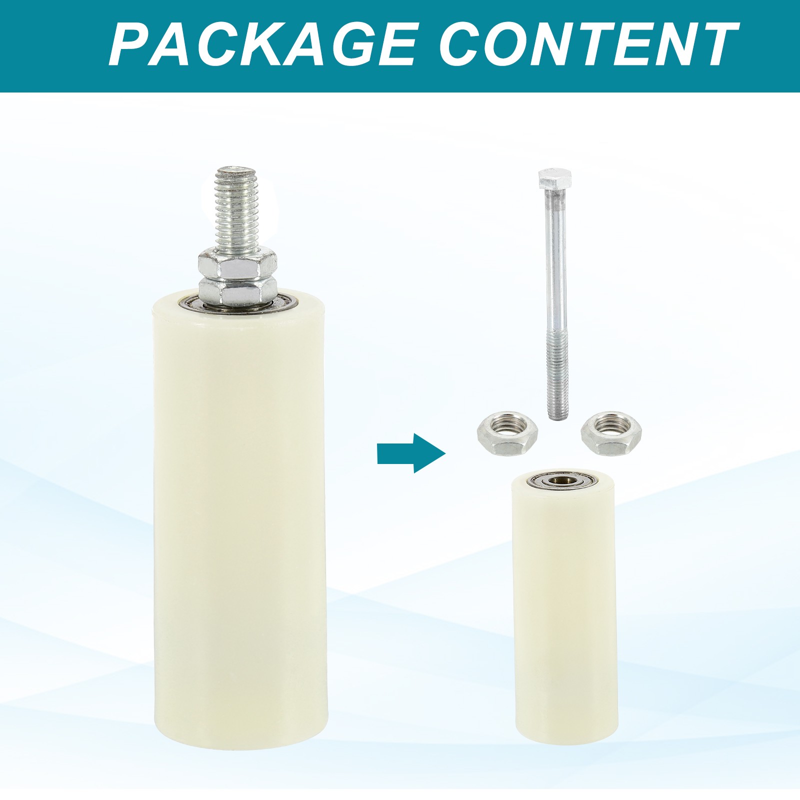 1Set Slide Gate Guide Roller 4.7" Adjustable Nylon Rollers, White