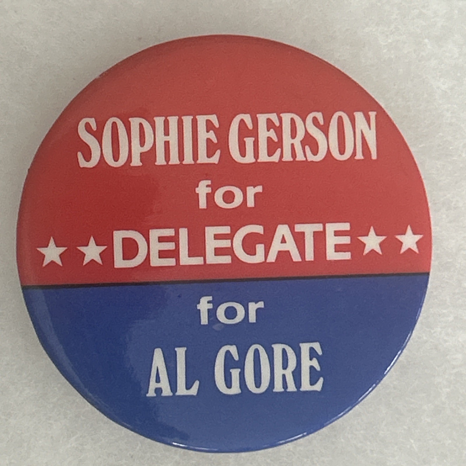 Sophie Gerson For DELEGATE for Al Gore  2 1/4” pinback button pin