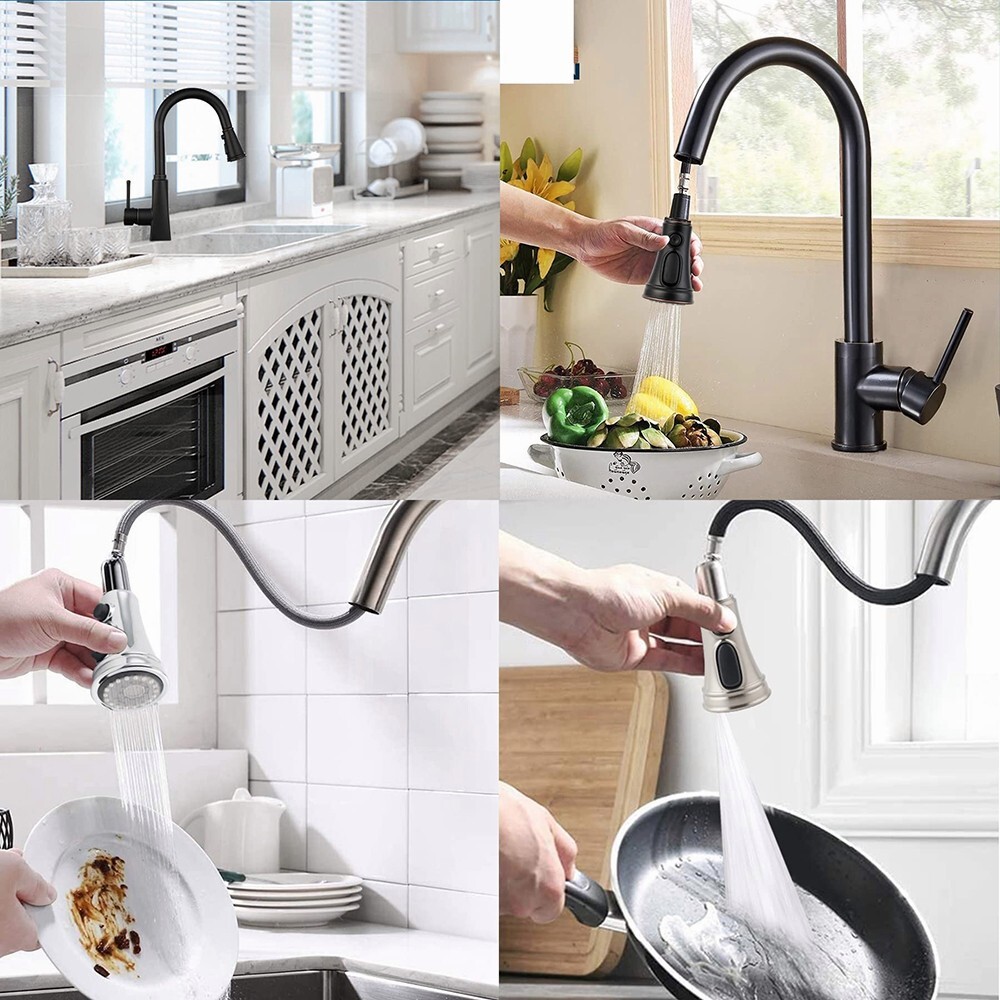 3 Function Pull Down Kitchen Faucet Head Replacement Sprayer Nozzle, 9 Adapters