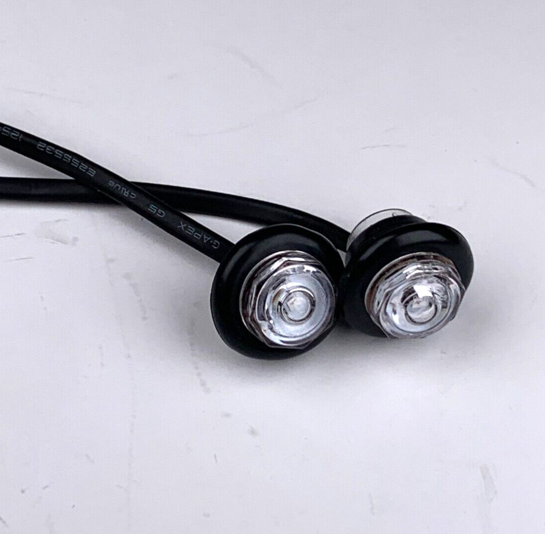 (2) Clear 3/4" RED 1 LED Clearance Marker Bullet Trailer Marker Light Optronics