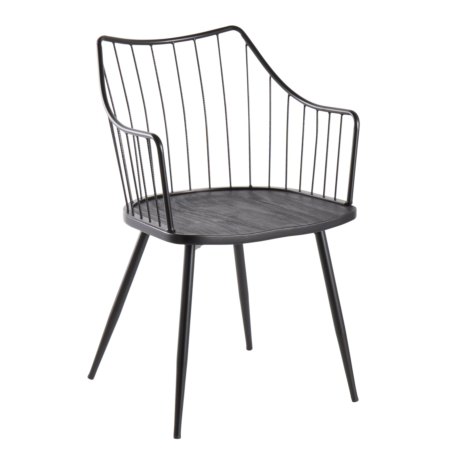 Winston Farmhouse Chair in Black Metal and Black Wood by