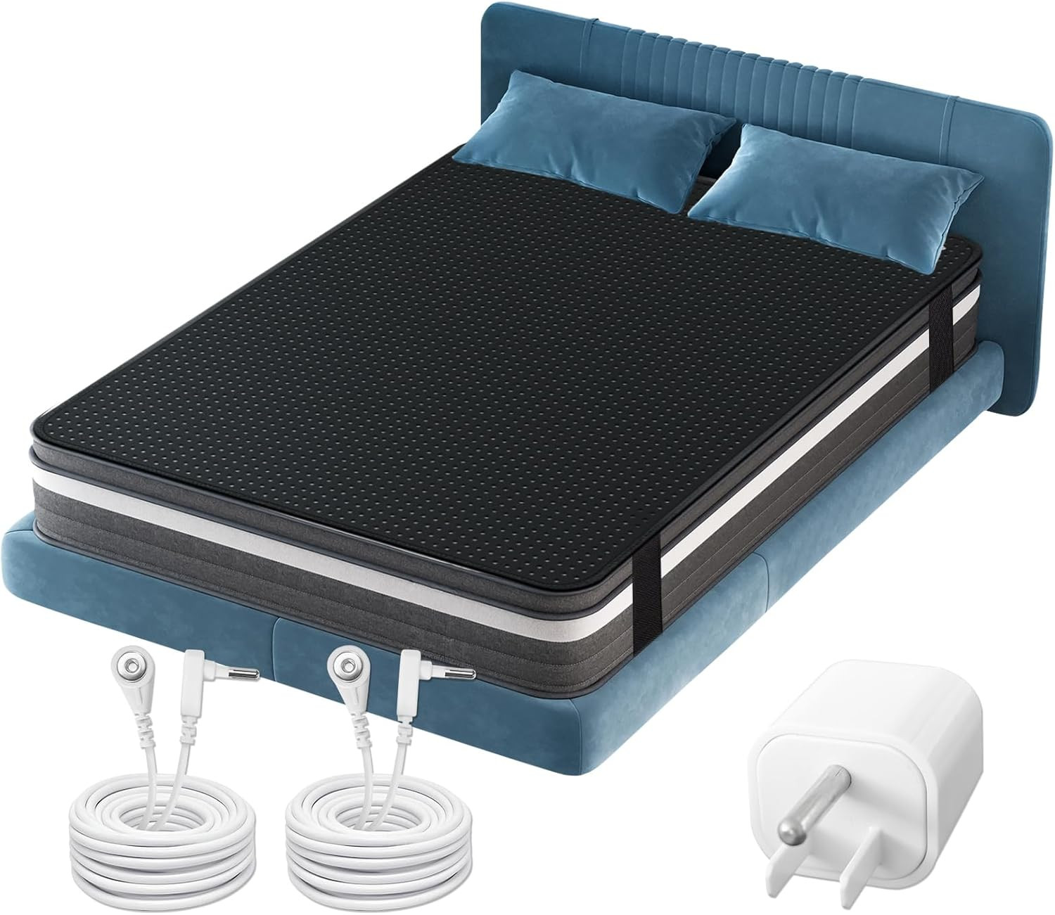 Grounding Sleep Mat with Adapter & Cords - 54x78 Inch Conductive Pad
