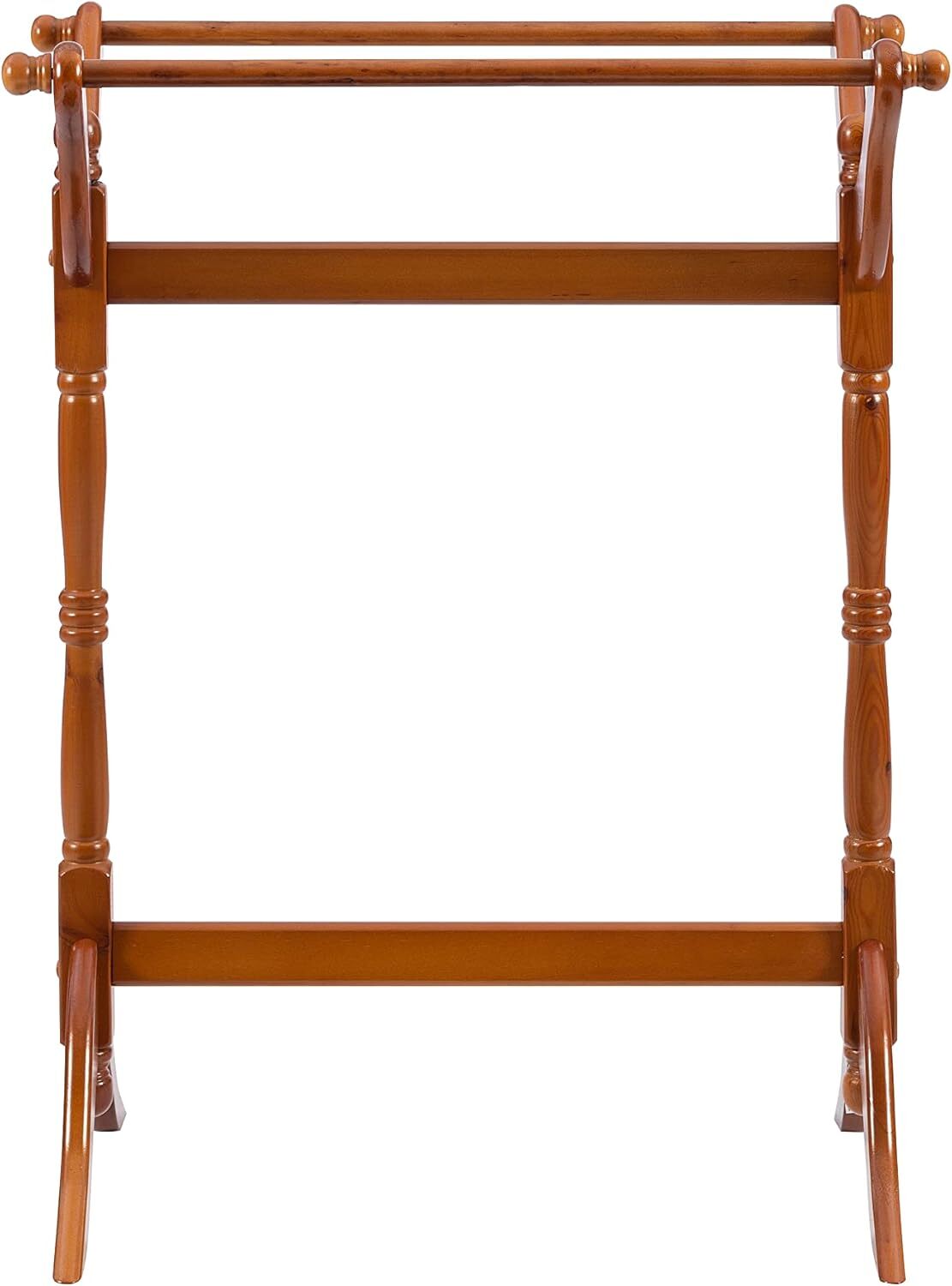 Vintage Oak Finish Wooden Quilt Rack Stand Blanket Bedspread Storage Display