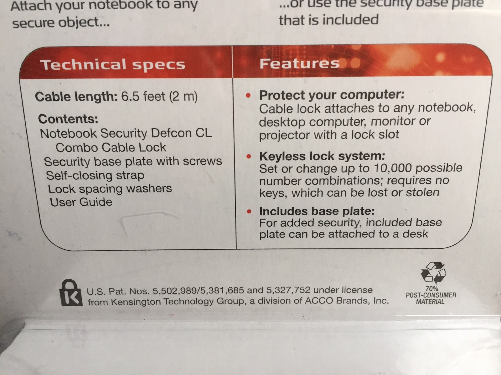 BRAND NEW Targus DEFCON CL Combo Cable Lock PA41OU Notebook Computer Security