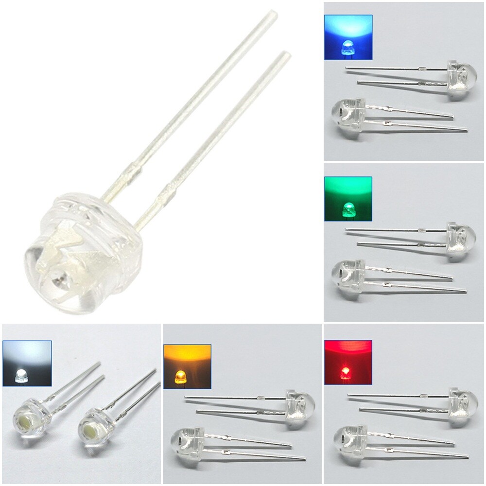 100pcs 12V LED Straw hat Lamp 5mm White Red Green Blue Yellow Wide Angle