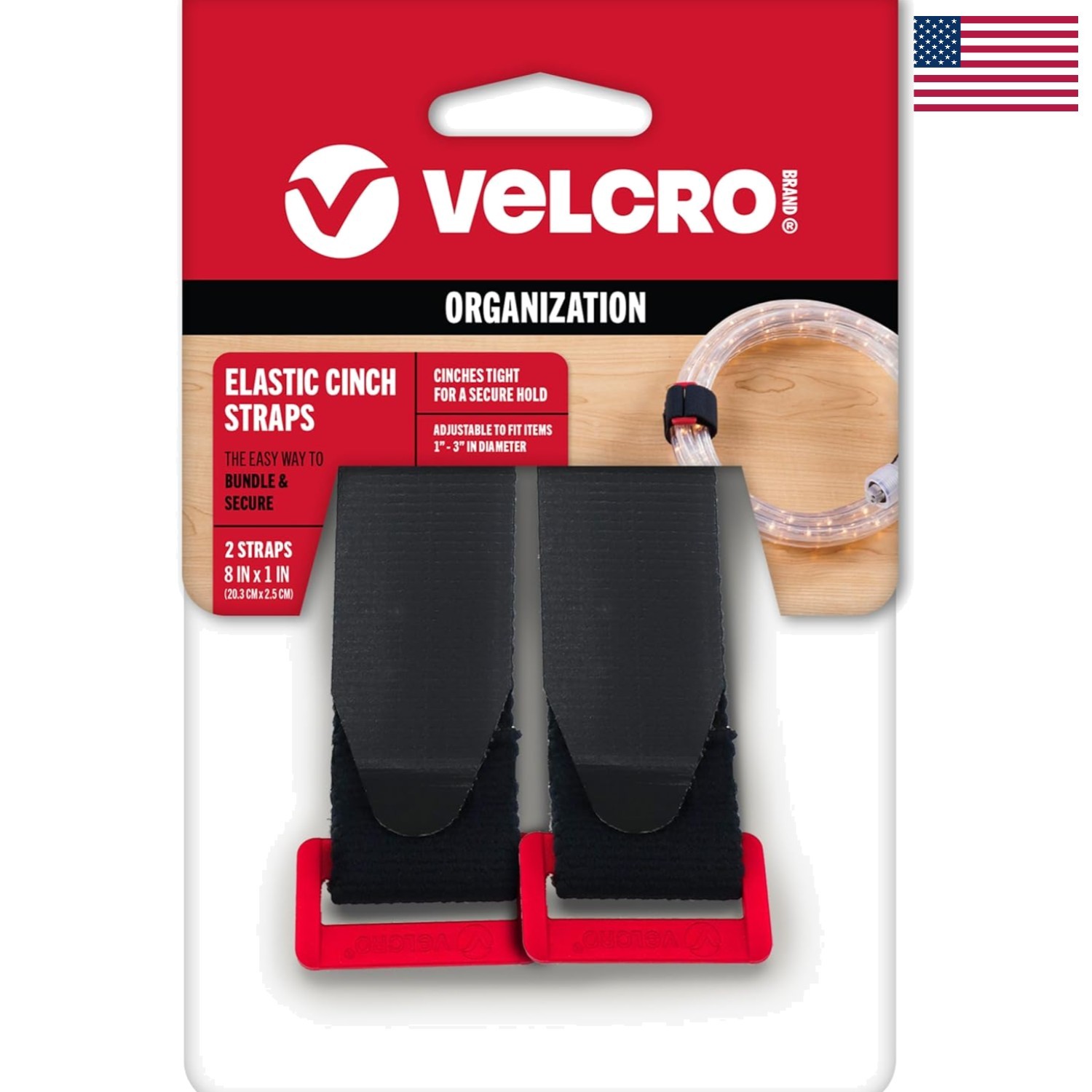 Heavy-Duty Elastic Cinch Straps with Buckle | 8in x 1in | 2 Pack for Secure S...