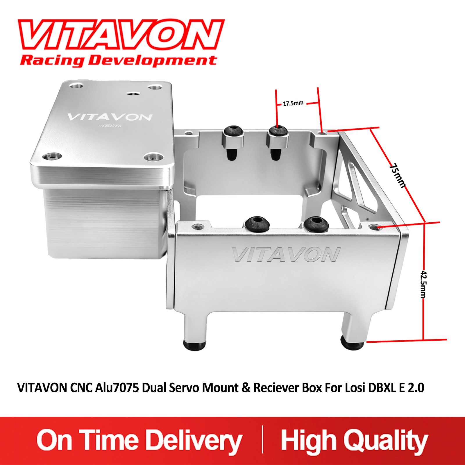 Vitavon CNC Alu7075 Dual Servo Mount & Reciever Box For LOSI DBXL E2.0