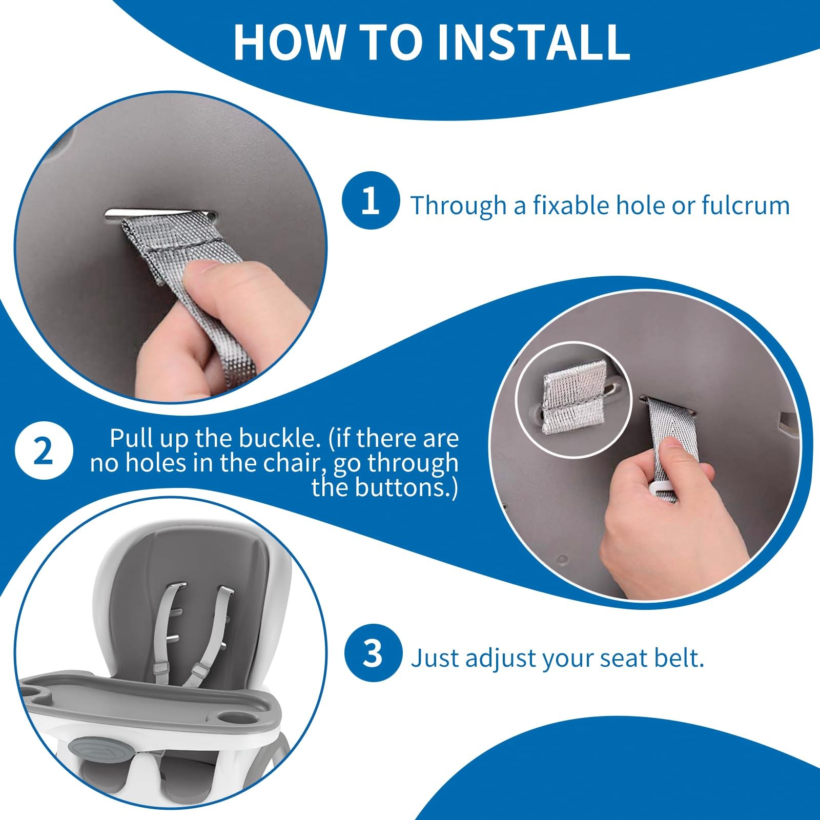 Adjustable High Chair Straps Replacement Compatible with Ingenuity for Grey